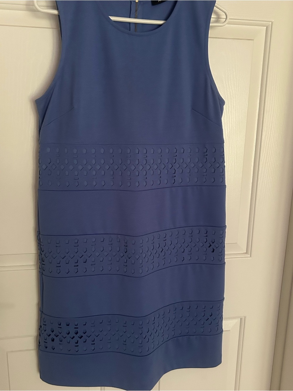 Sleeveless Perwinkle Laser-Cut Shift Dress
